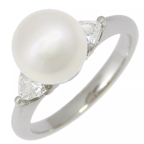 Pearl Ring8.6ｍｍ Pt900Platinum/Pearl/diamond #6.0(US Size) 5.6g Women